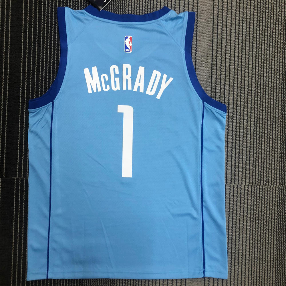 NBA Houston Rockets V-Neck Light Blue Jersey McGRADY#1 S-XXL