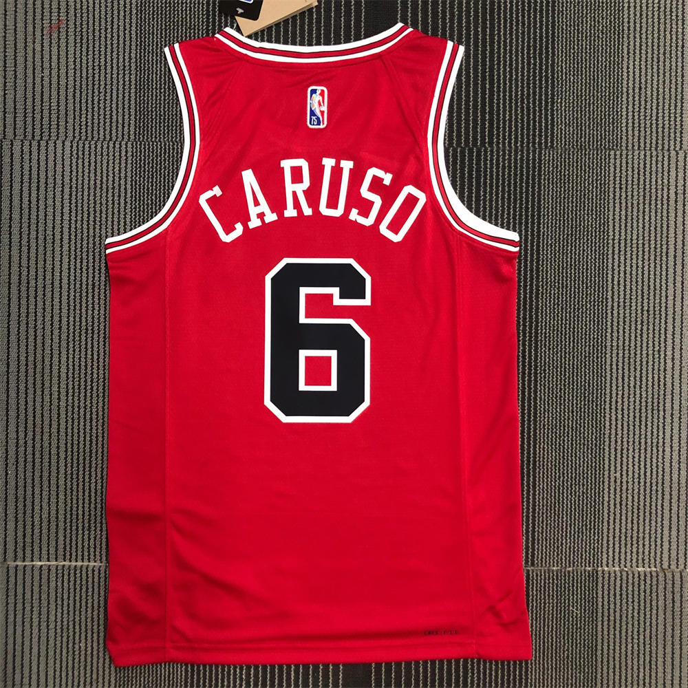 NBA Chicago Bulls Round Neck Red 75th anniversaryJersey CARUSO#6 S-XXL