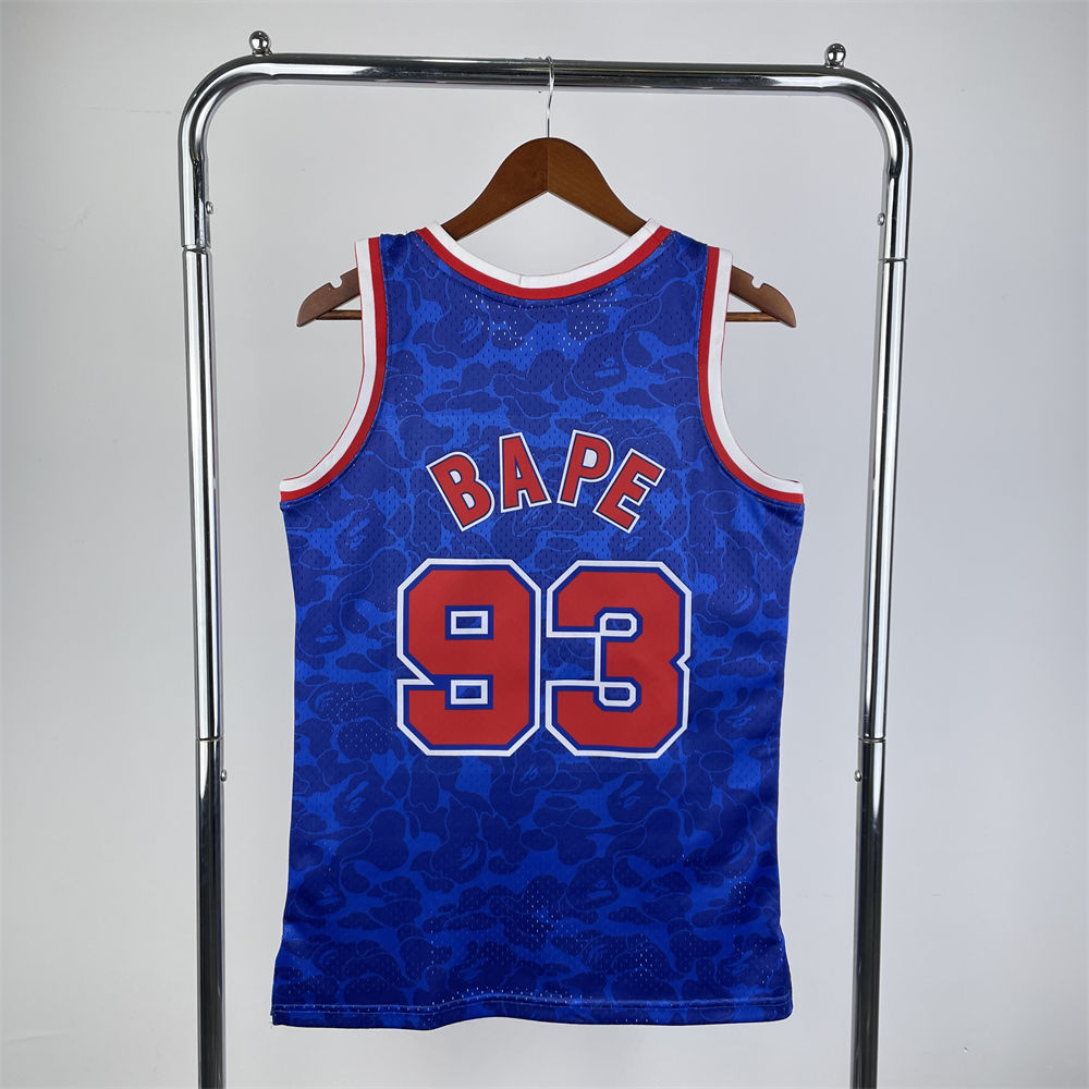NBA Brooklyn Nets BAPE×M&N BAPE#93 Royal Hardwood Classics Swingman Jersey S-XXL