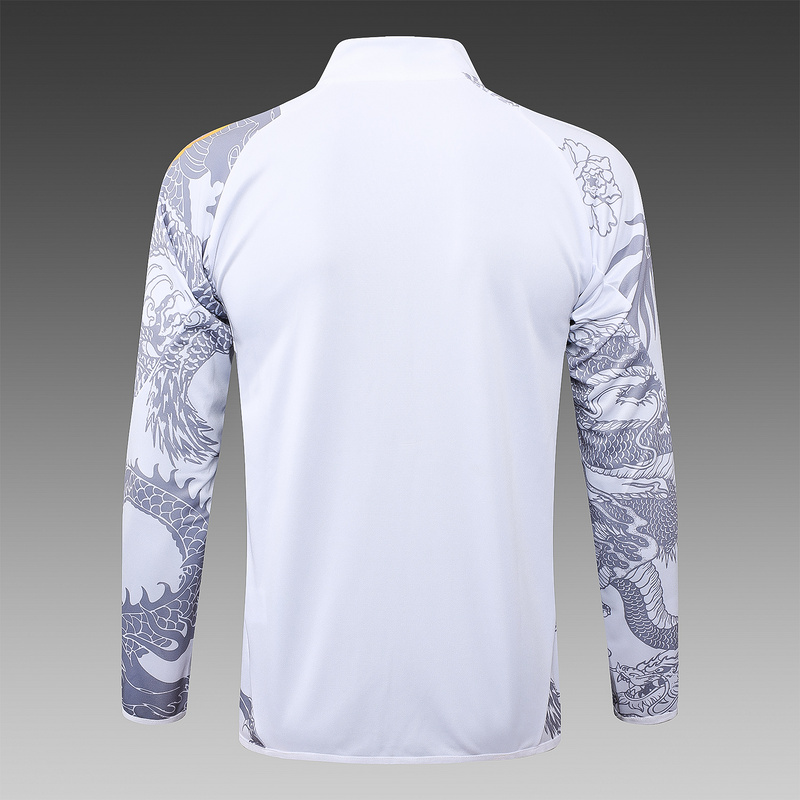 2024/25 Real Madrid White Jacket Training Suit Set Football Team Shirt Sports Fashion