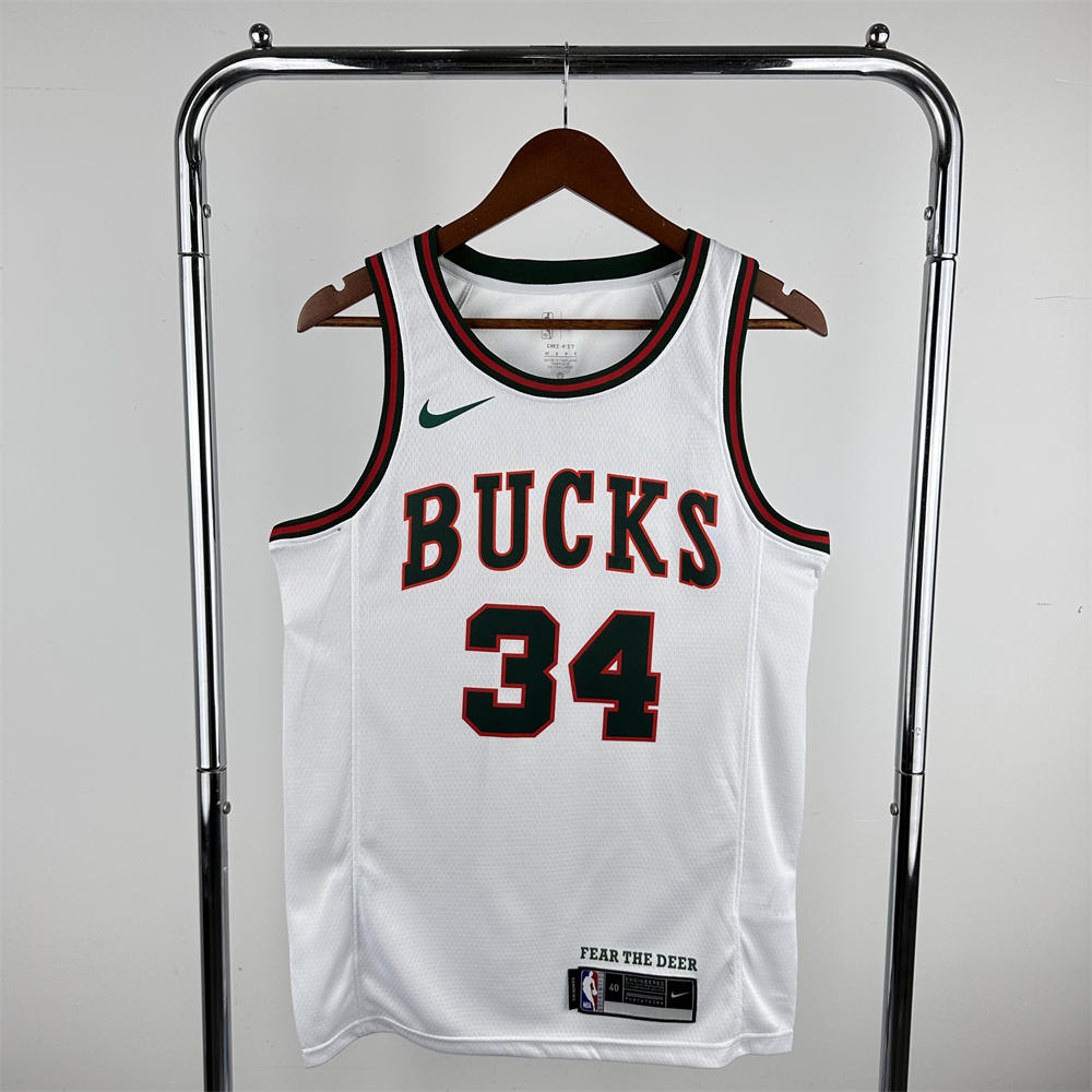 NBA Milwaukee Bucks 2018 Round Neck White jersey ANTETOKOUNMPO#34 S-XXL