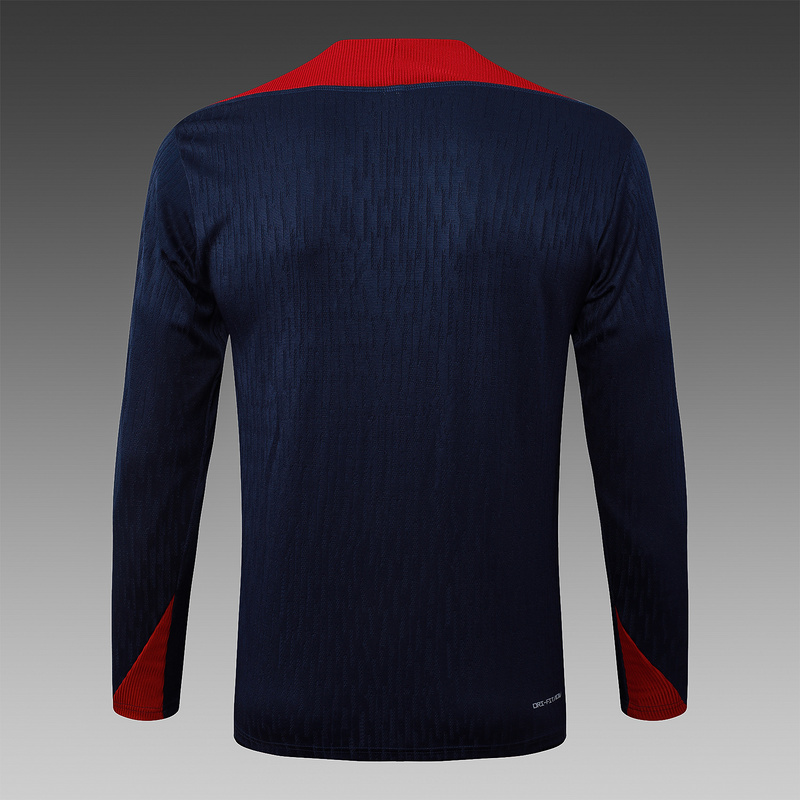 24/25 England Royal blue Long-sleeved half-pull training kit Football team kit
