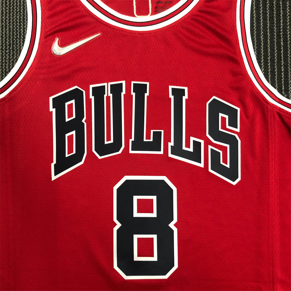 NBA Chicago Bulls Round Neck Red 75th anniversaryJersey LAVINE#8 S-XXL