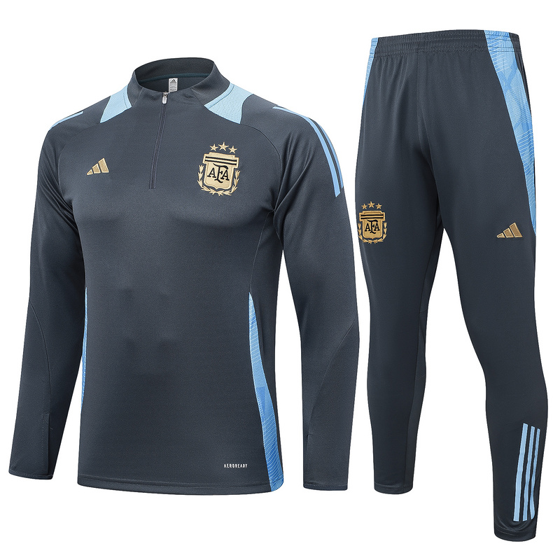 24/25 Argentina Dark grey Long-sleeved half-pull training kit Football team kit