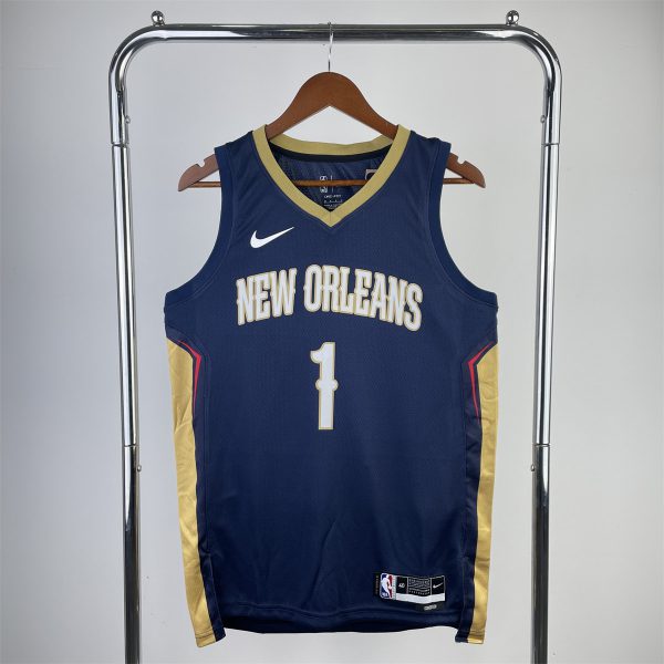 NBA New Orleans Pelicans V-Neck Dark Blue jersey WILLIAMSON#1 S-XXL