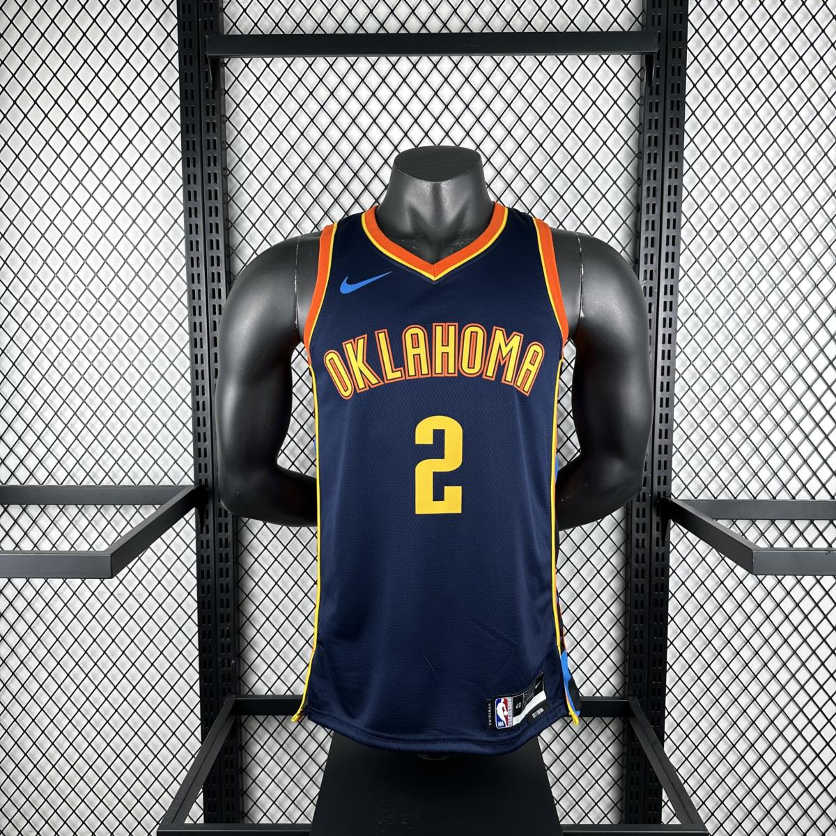 NBA Oklahoma City Thunder 24/25 City Edition V-Neck Black Jersey GILGEOUS-ALEXANDER#2 S-XXL