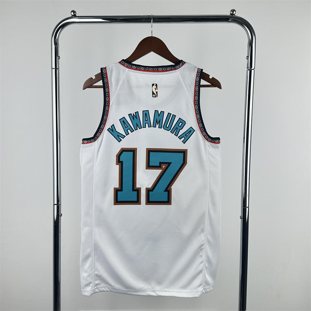 NBA Memphis Grizzies 24/25 Retro White jersey KAWAMURA#17 S-XXL