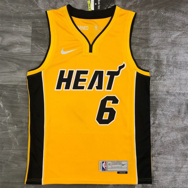 NBA Miami Hearts V-Neck Yellow Jersey JAMES#6 S-XXL