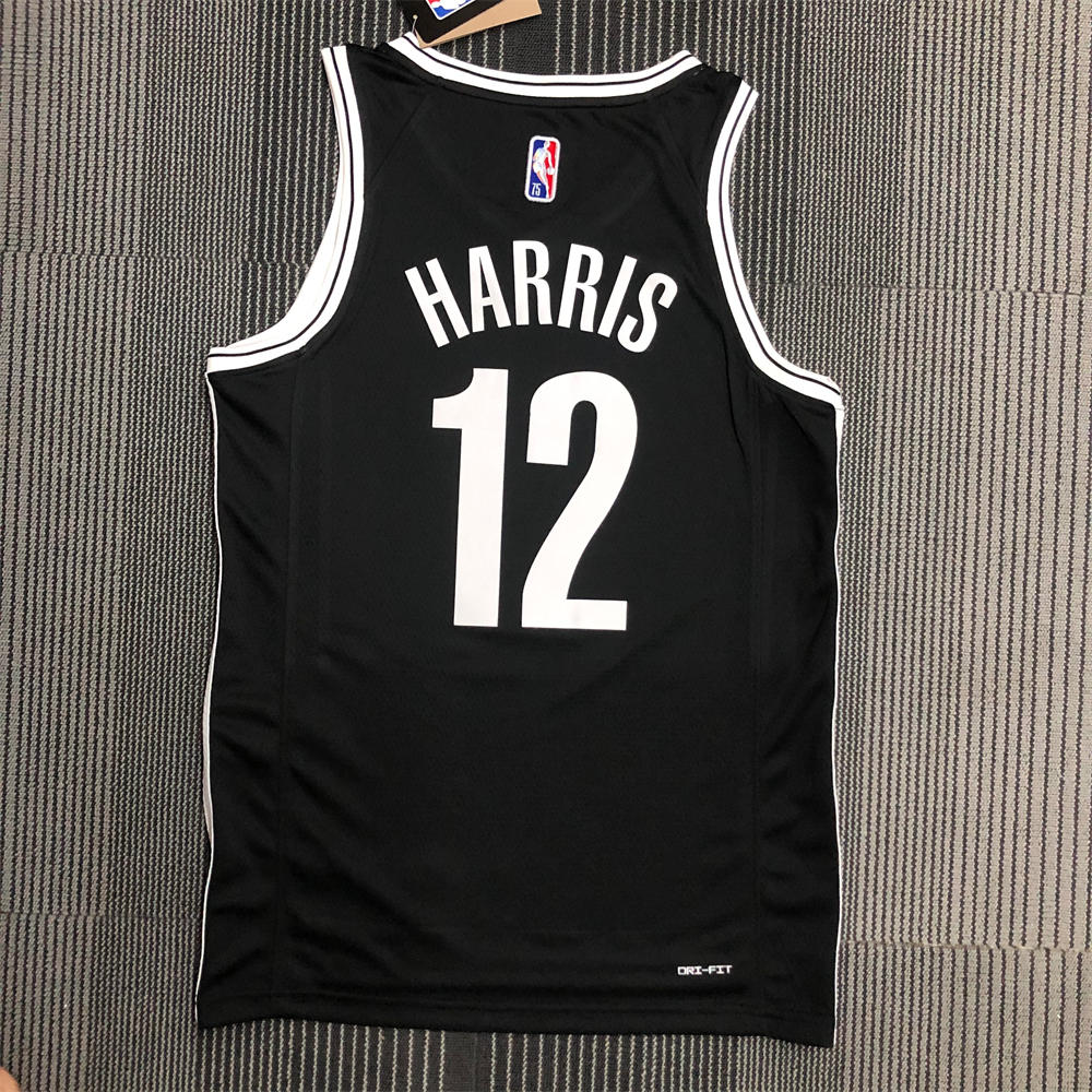 NBA Brooklyn Nets V-Neck Black 75th anniversary Jersey HARRIS#12 S-XXL