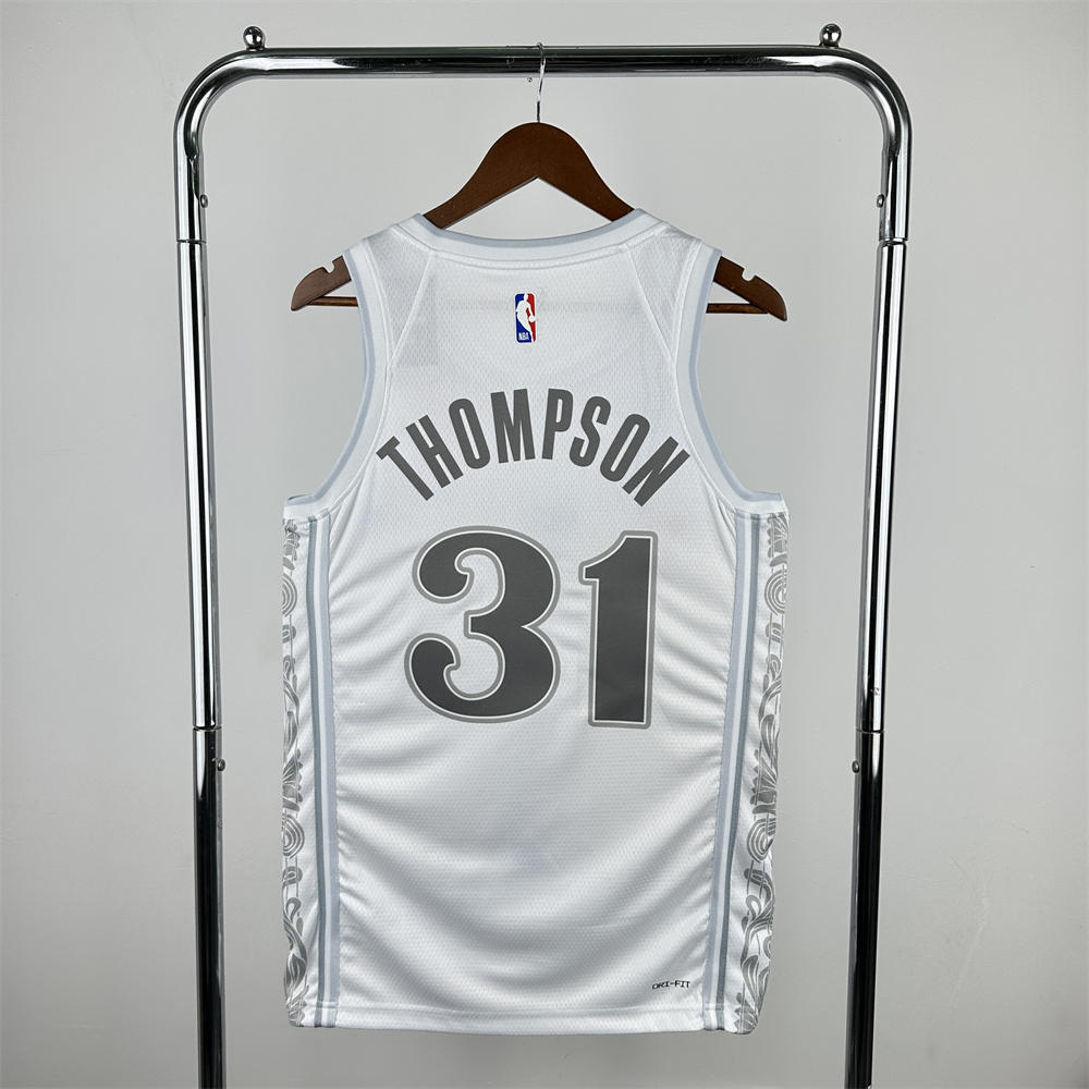 NBA Dallas Mavericks 24/25 City Edition V-Neck White Jersey THOMPSON#31 S-XXL