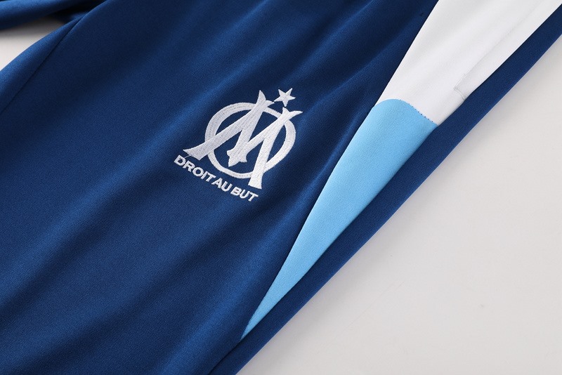 2024 Olympique Marseille Blue Jacket Training Suit Set Football Team Shirt Sports Fashion