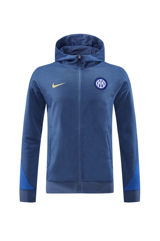 2024 Inter Milan Royal Blue Hoodie Jacket Kit Set Football Team Shirt Sports Fashion