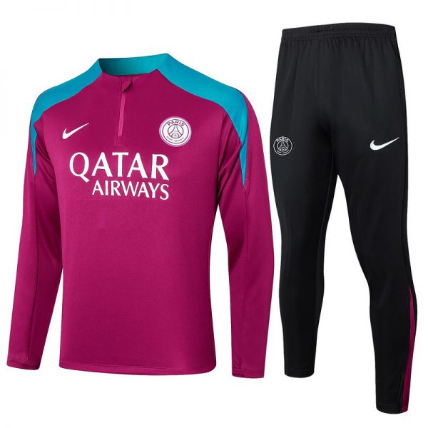 24/25 PSG Red Long-sleeved half-pull training kit Football team kit