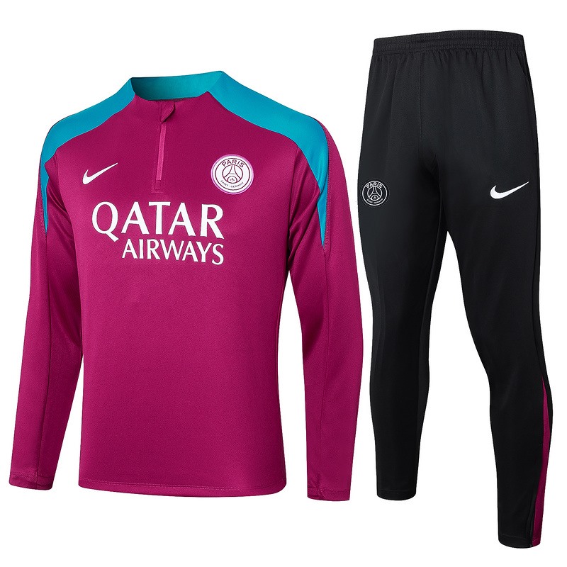 24/25 PSG Red Long-sleeved half-pull training kit Football team kit