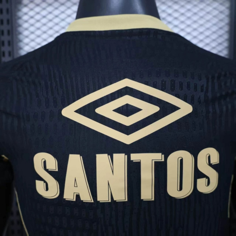 2024/25 Santos Black Jersey With Sponsors jersey Player Version