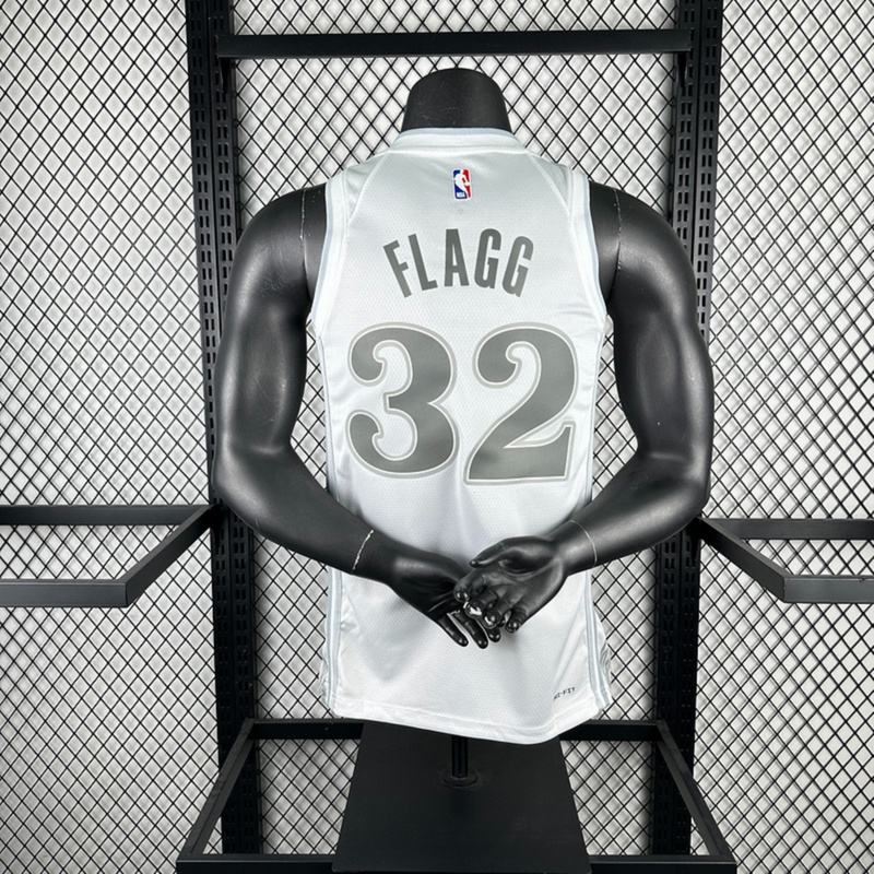 NBA Dallas Mavericks 24/25 City Edition V-Neck White Jersey FLAGG#32 S-XXL