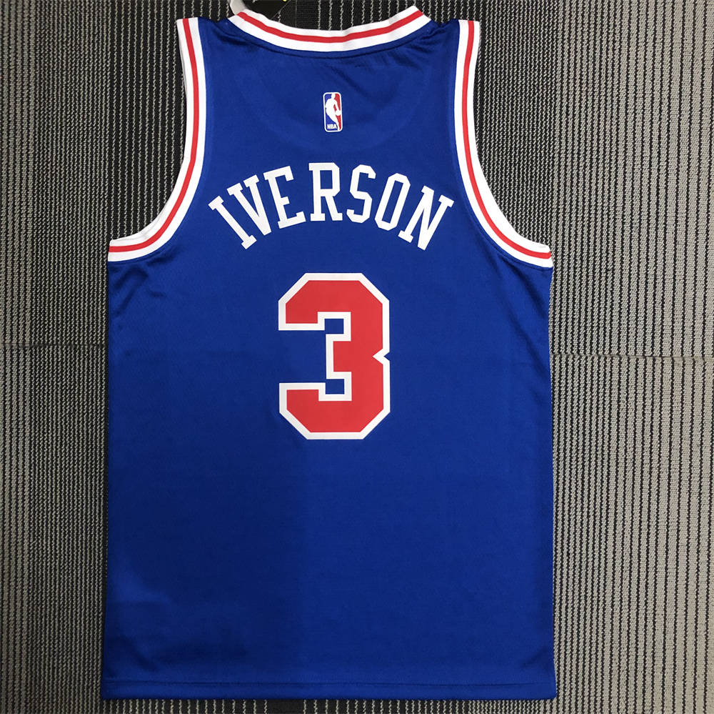 NBA Philadelphia 76ers biue Jersey IVERSON#3 S-XXL