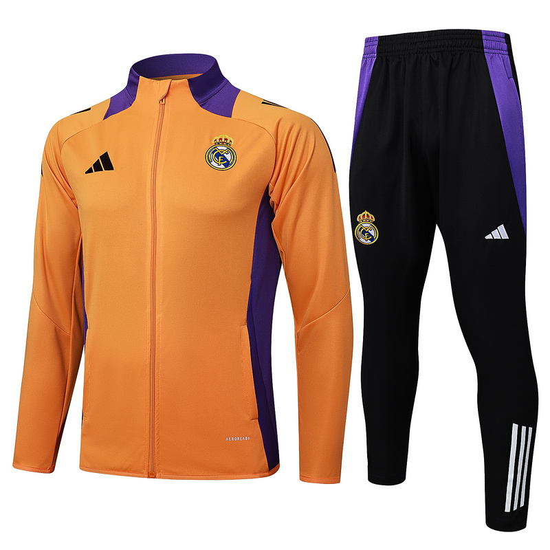 2024/25 Real Madrid Yellow Jacket Training Suit Set Football Team Shirt Sports Fashion