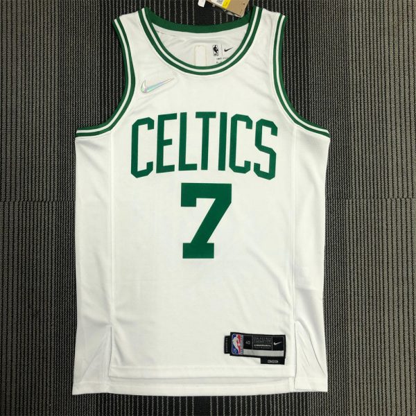 NBA Boston Celtics Round Neck 75th anniversary White Jersey BROWN#7 S-XXL