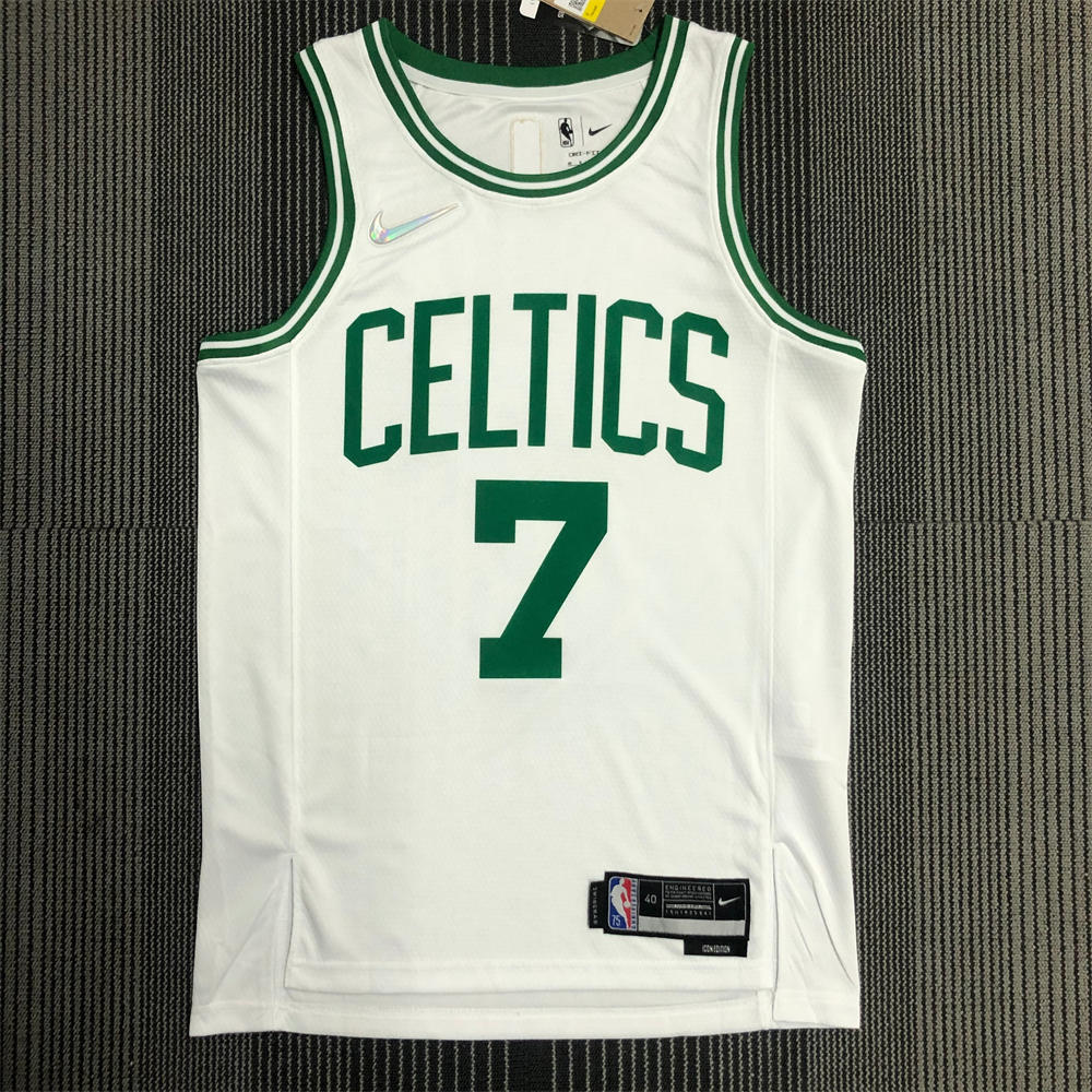 NBA Boston Celtics Round Neck 75th anniversary White Jersey BROWN#7 S-XXL