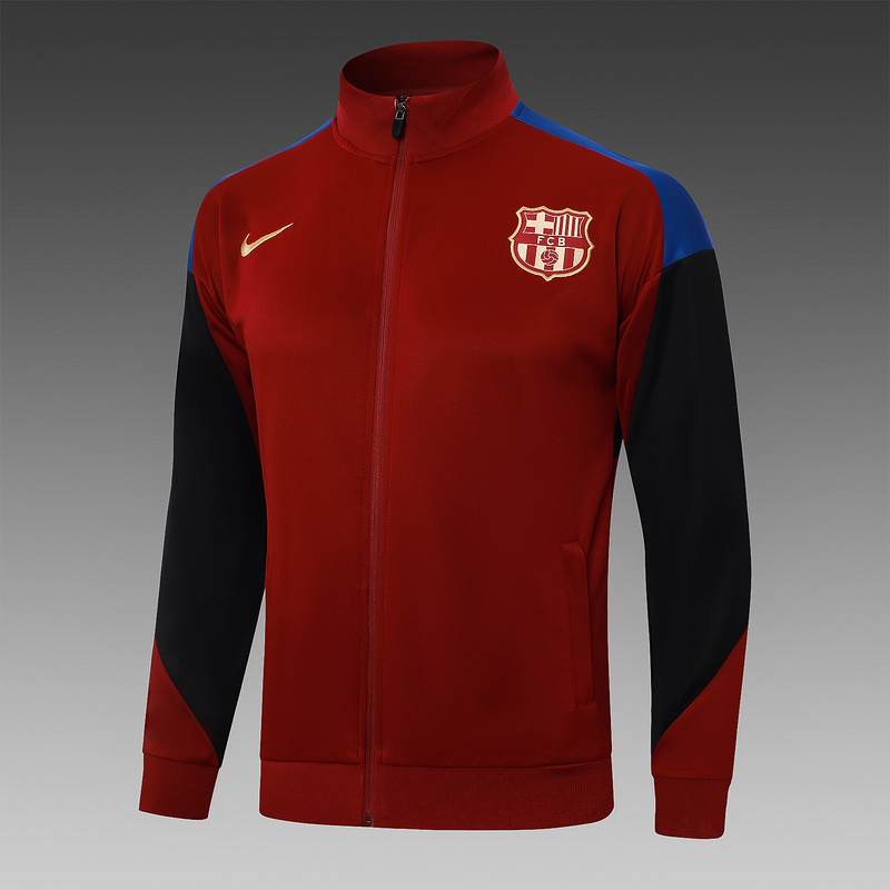 2024/25 Barcelona Red Jacket Training Suit Set Football Team Shirt Sports Fashion
