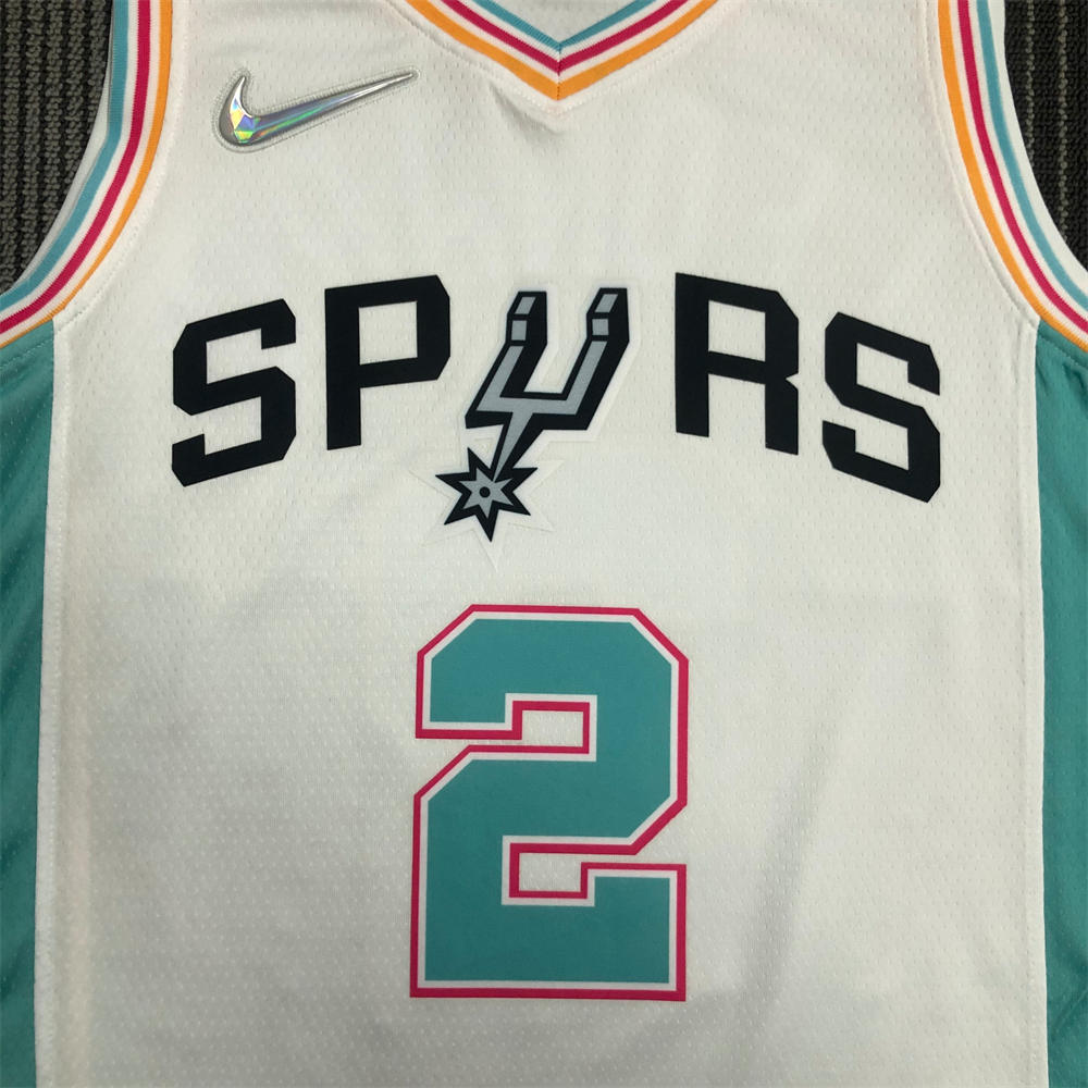 NBA San Antonio Spurs V-Neck White 75th Anniversary jersey LEONARD#2 S-XXL