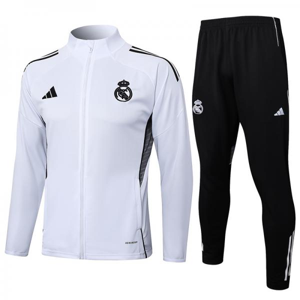 2024/25 Real Madrid White Jacket Training Suit Set Football Team Shirt Sports Fashion