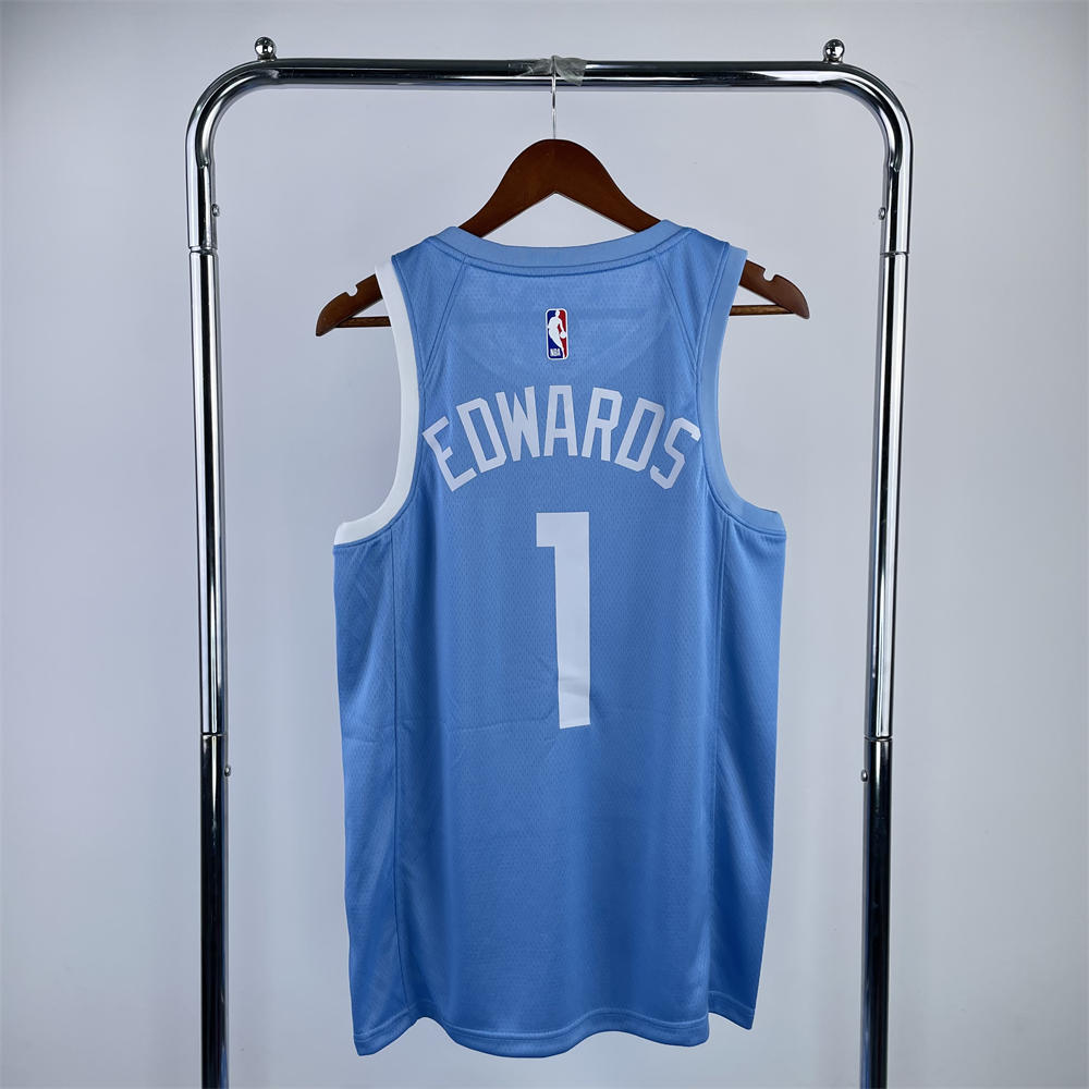 NBA Minnesota Timberwolves V-Neck Minnesota Timberwolves V-Neck White Jersey EDWA Jersey EDWARDS#1 S-XXL
