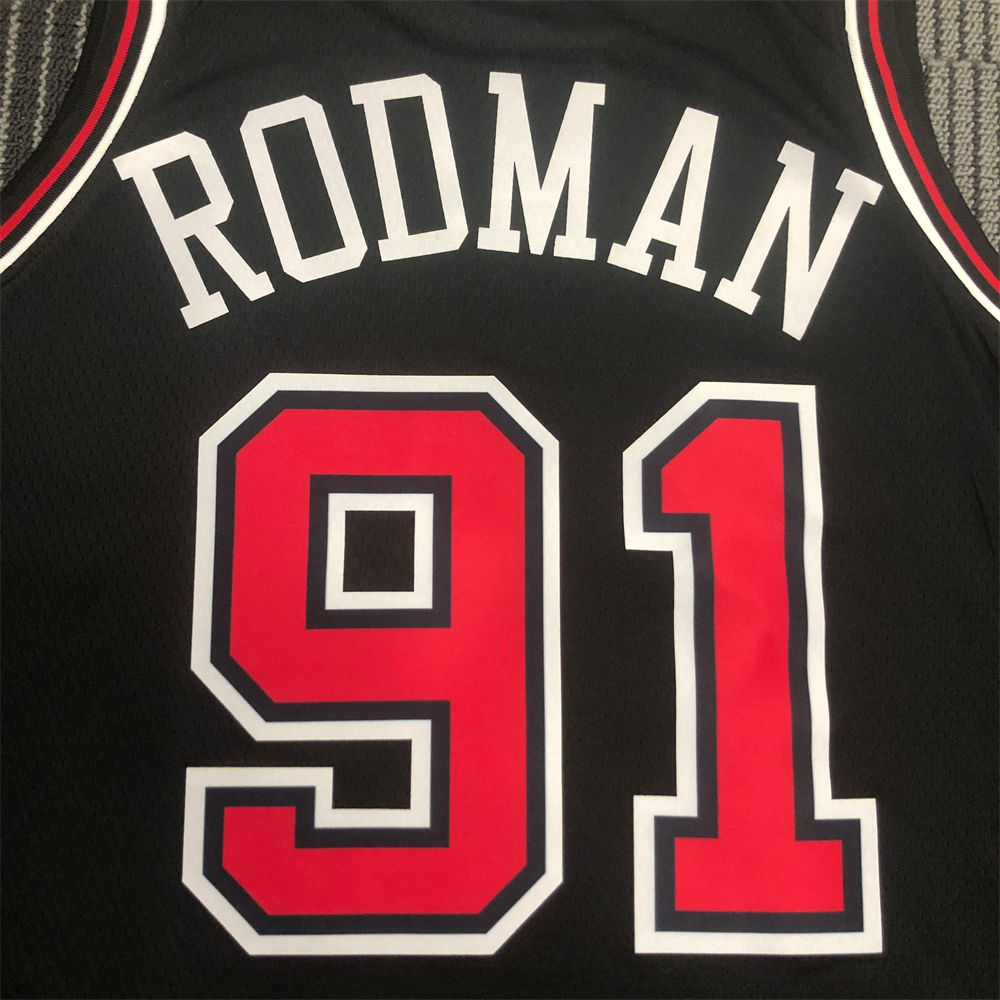 NBA Chicago Bulls Round Neck Black Jersey RODMAN#91 S-XXL