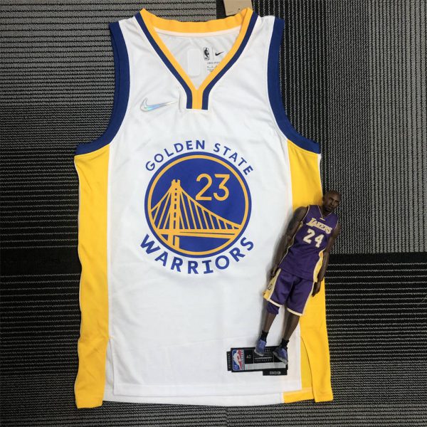NBA Golden State Warriors V-Neck White Jersey GREEN#23 S-XXL