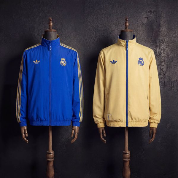 2026 Real Madrid Blue and Golden Reversible Windbreaker Sport Unifom