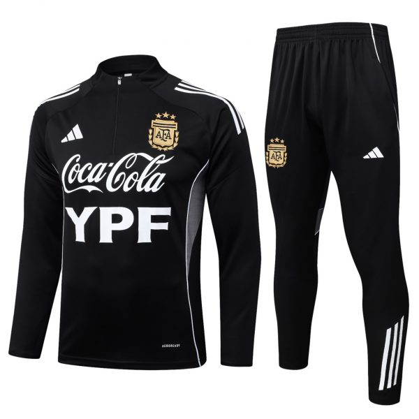 202526 Argentina black Long-sleeved half-pull training kit Football team kit