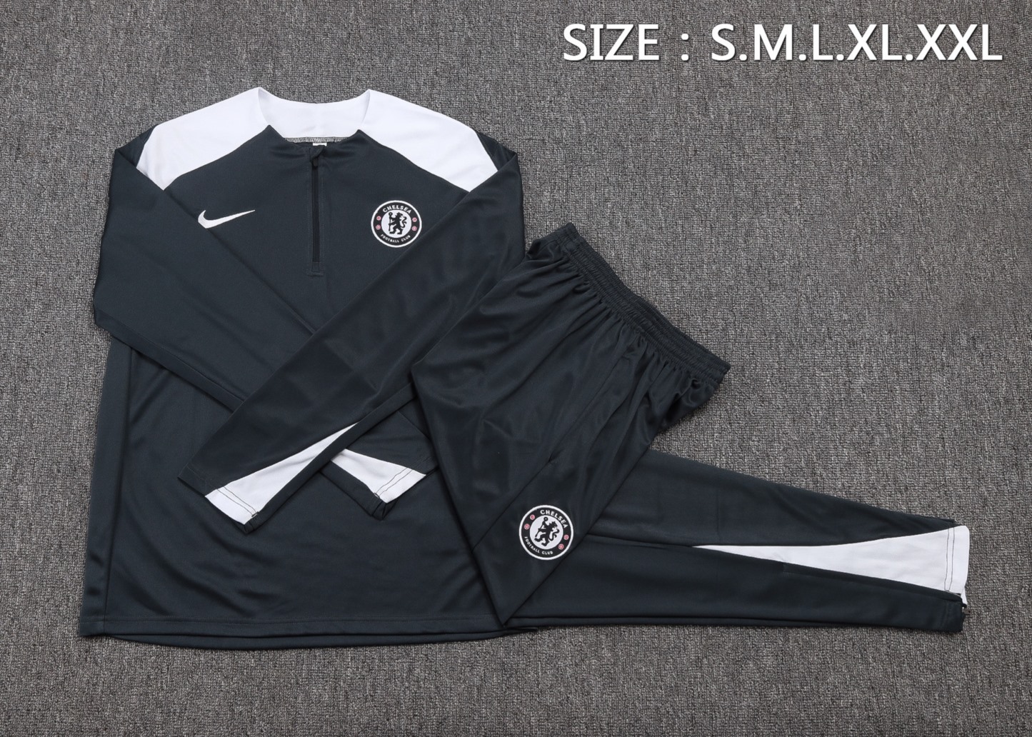 202526 Chelsea dark gray Long-sleeved half-pull training kit Football team kit