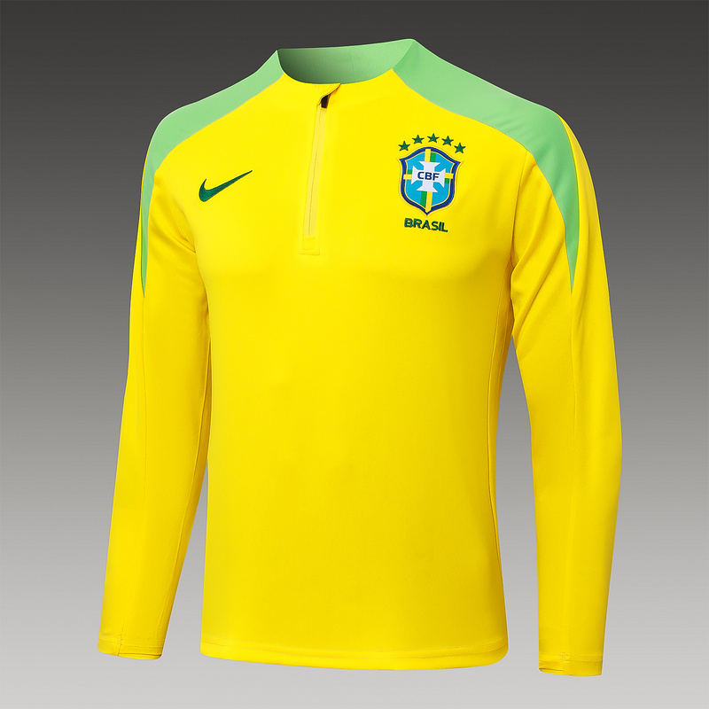 24/25 Brazil Yellow Long-sleeved half-pull training kit Football team kit