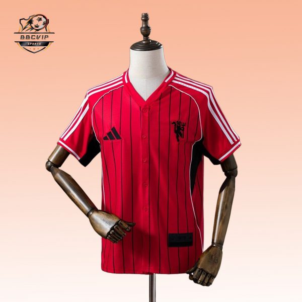 2025/26 Manchester United US Pack Full-Button Baseball Red jersey Fan version