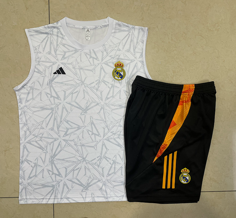 24/25 Real Madrid White Training Set Shirt and Shorts