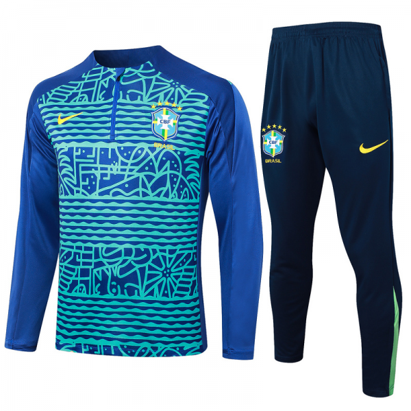 24/25 Brazil Royal Blue Long-sleeved half-pull training kit Football team kit