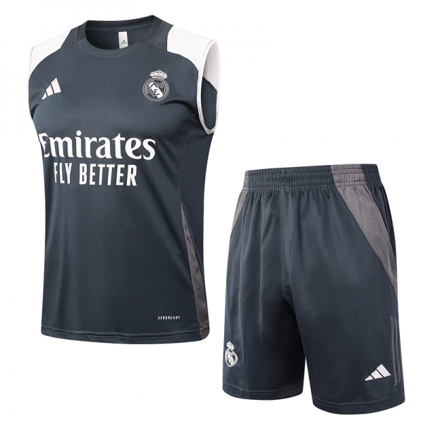 24/25 Real Madrid Grey Training Set Shirt and Shorts