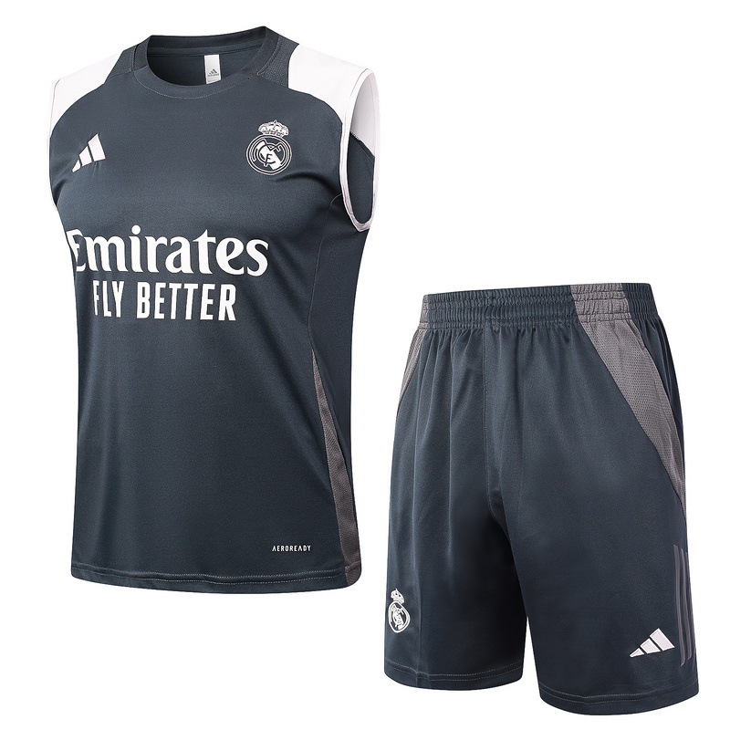24/25 Real Madrid Grey Training Set Shirt and Shorts