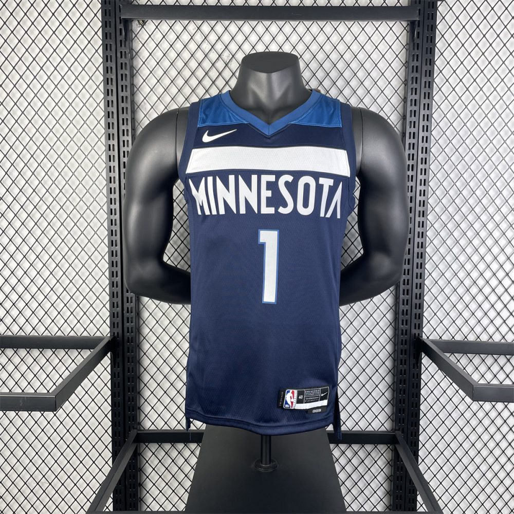 NBA Minnesota Timberwolves 2023 V-Neck Black Jersey ANDERSON#1 S-XXL