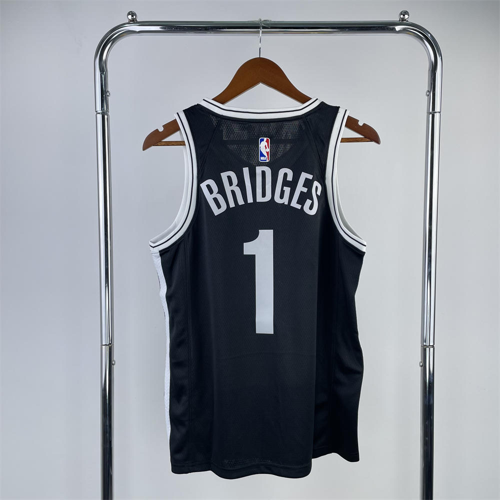 NBA Brooklyn Nets V-Neck Black Jersey BRIDGES#1 S-XXL