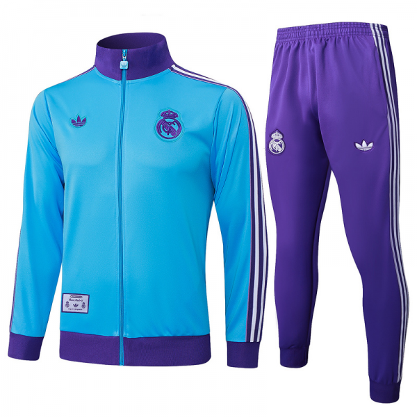 2025/26 Real Madrid Light blue Jacket Training Suit Set Football Team Shirt Sports Fashion