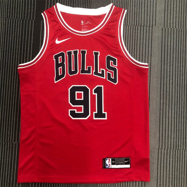 NBA Chicago Bulls Round Neck Red Jersey RODMAN#91 S-XXL