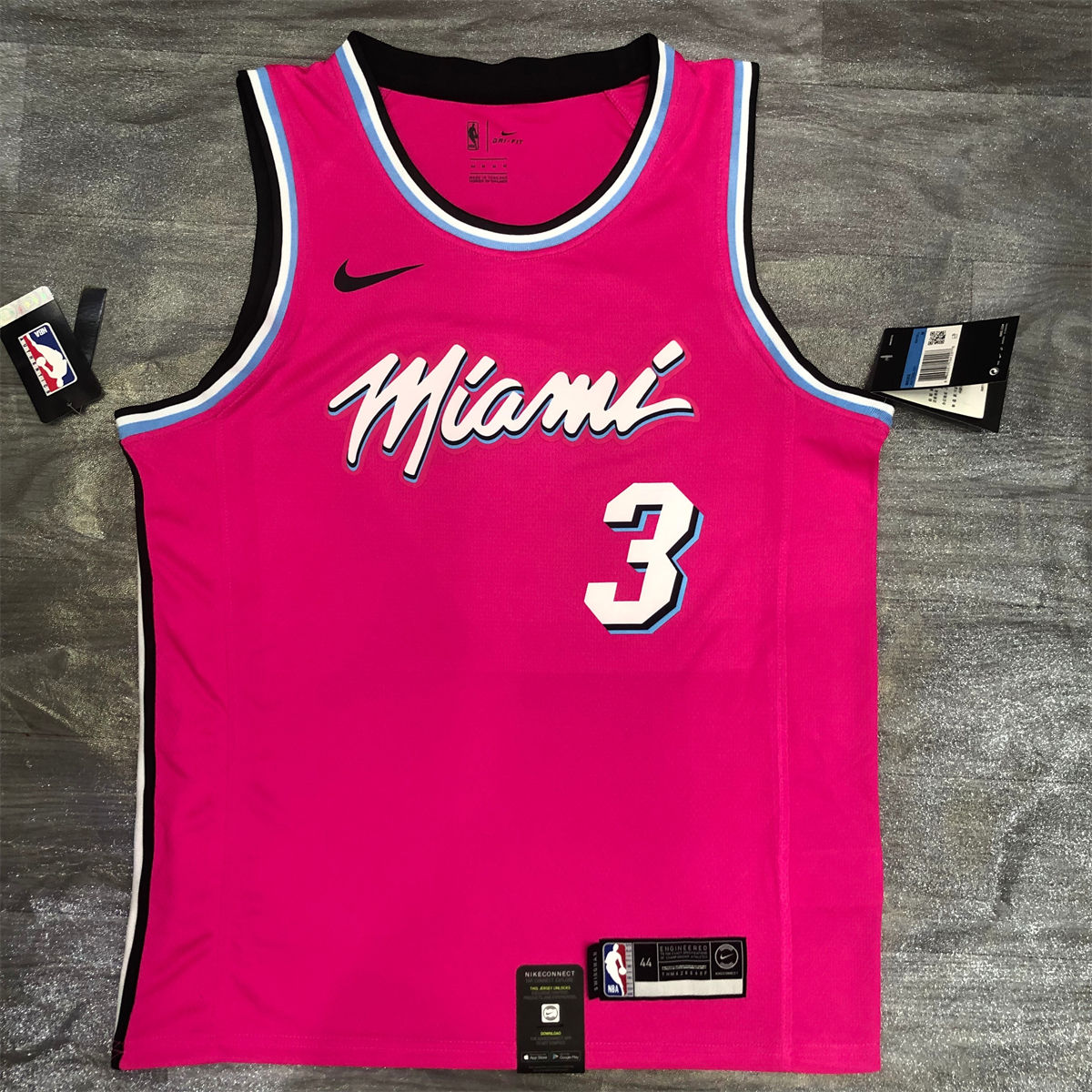 NBA Miami Hearts round neck Pink Jersey WADE#3 S-XXL