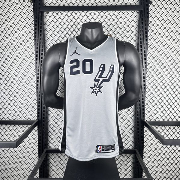 NBA San Antonio Spurs 2021 V-Neck Grey jersey GINOBILI#20 S-XXL