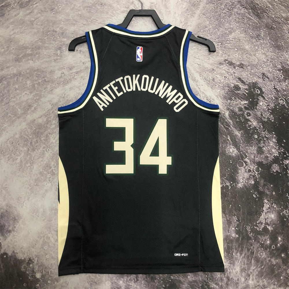 NBA Milwaukee Bucks V-Neck JORDAN Edition Black jersey ANTETOKOUNMPO#34 S-XXL