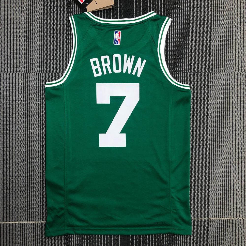NBA Boston Celtics Round Neck 75th anniversary Green Jersey BROWN#7 S-XXL