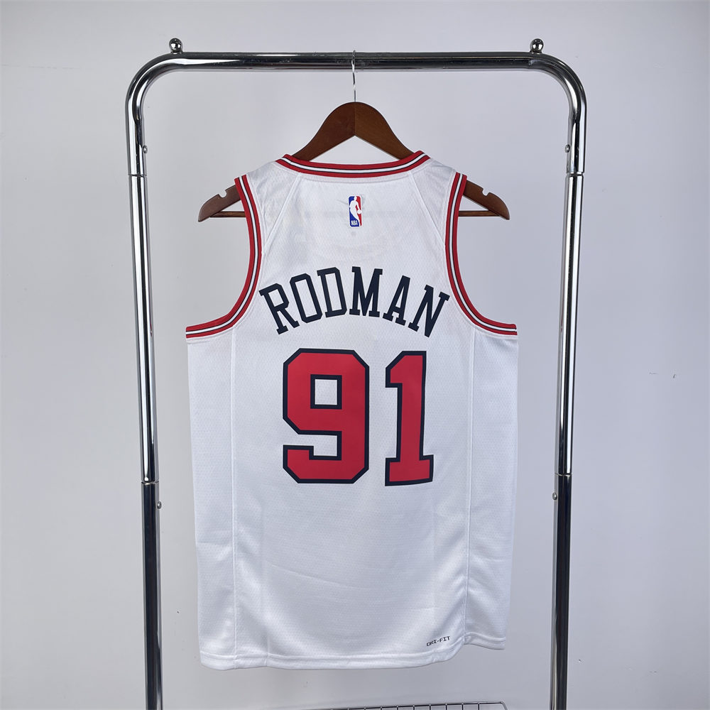 NBA Chicago Bulls RODMAN#91 2022/23 White Icon Edition Swingman Jersey S-XXL