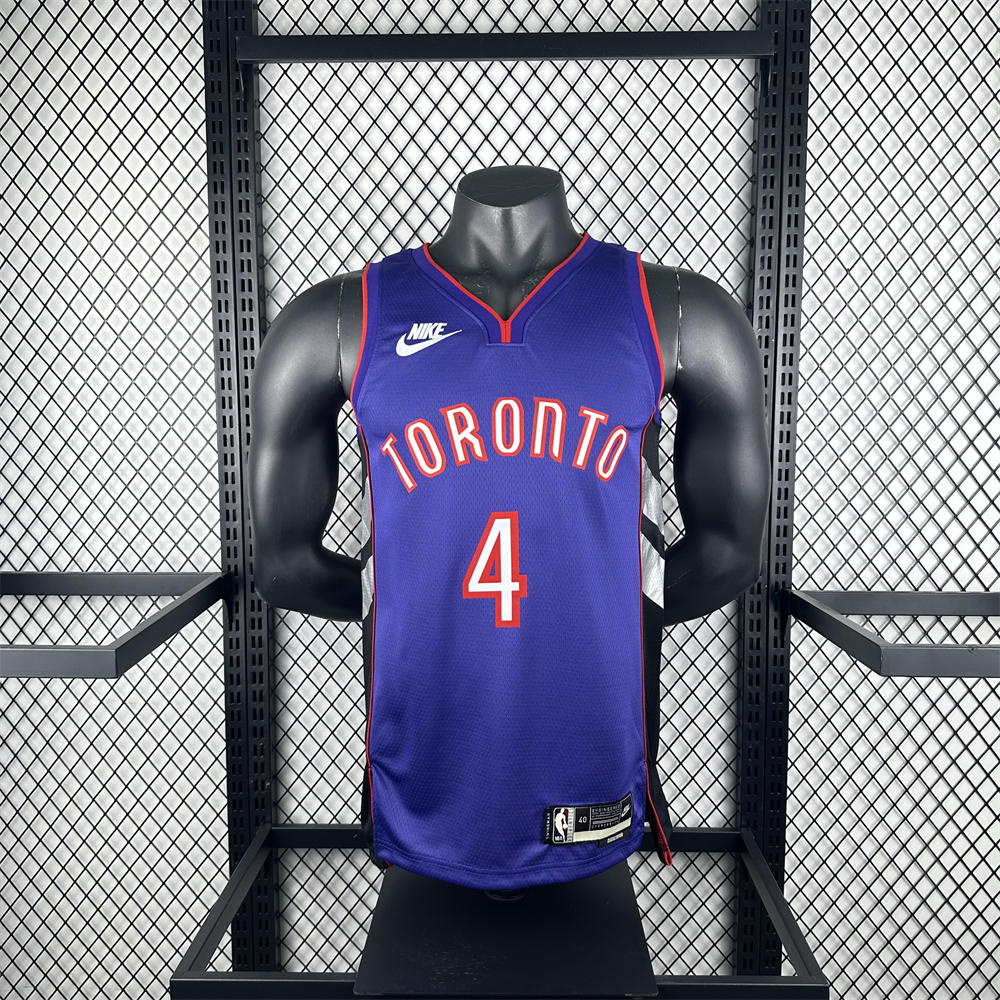 NBA Toronto Raptors 24/25 Retro Purple V-Neck Jersey BARNES#4 S-XXL