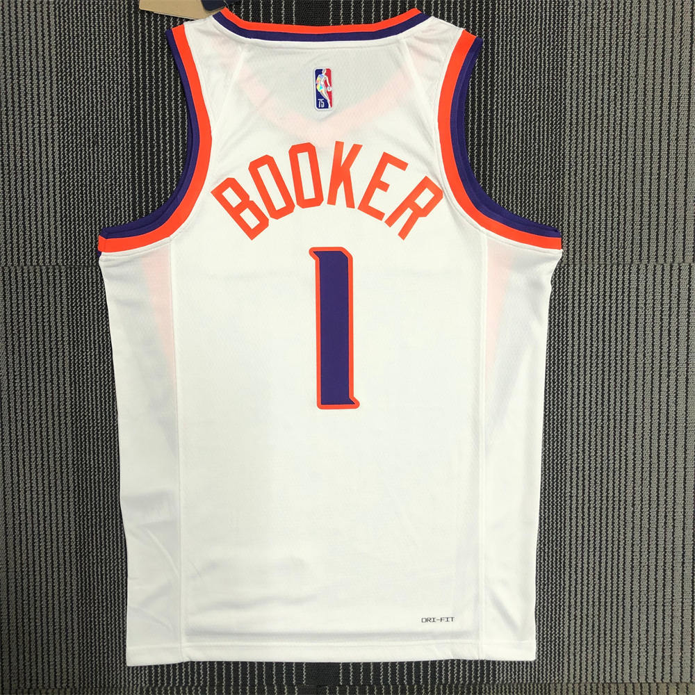 NBA Phoenix Suns V-Neck White 75th Anniversary BOOKER#1 jersey S-XXL